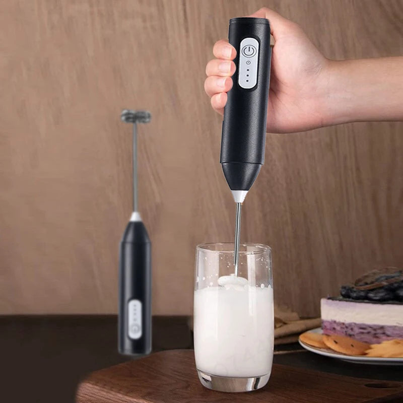 Electric Wireless Milk Frother - Handheld Type-C Stainless Steel Blender for Coffee, Cappuccino, and Cream Mixing