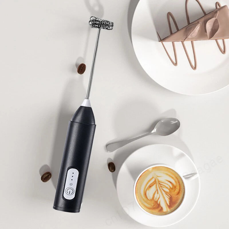 Electric Wireless Milk Frother - Handheld Type-C Stainless Steel Blender for Coffee, Cappuccino, and Cream Mixing