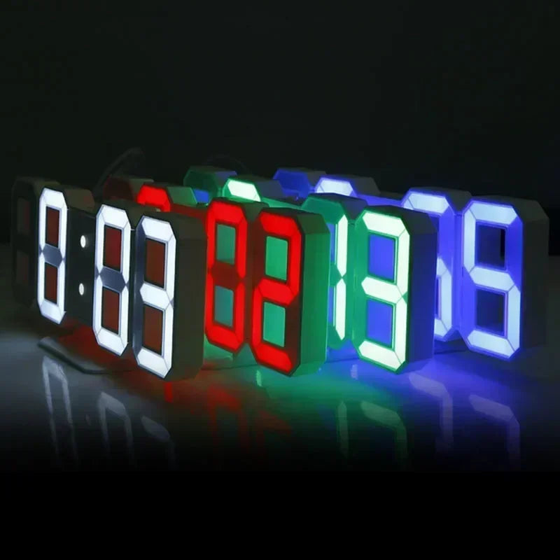 3D LED Digital Alarm Wall Clock with Time, Date, and Temperature Display for Home, Kitchen, Office, and Garden Decor