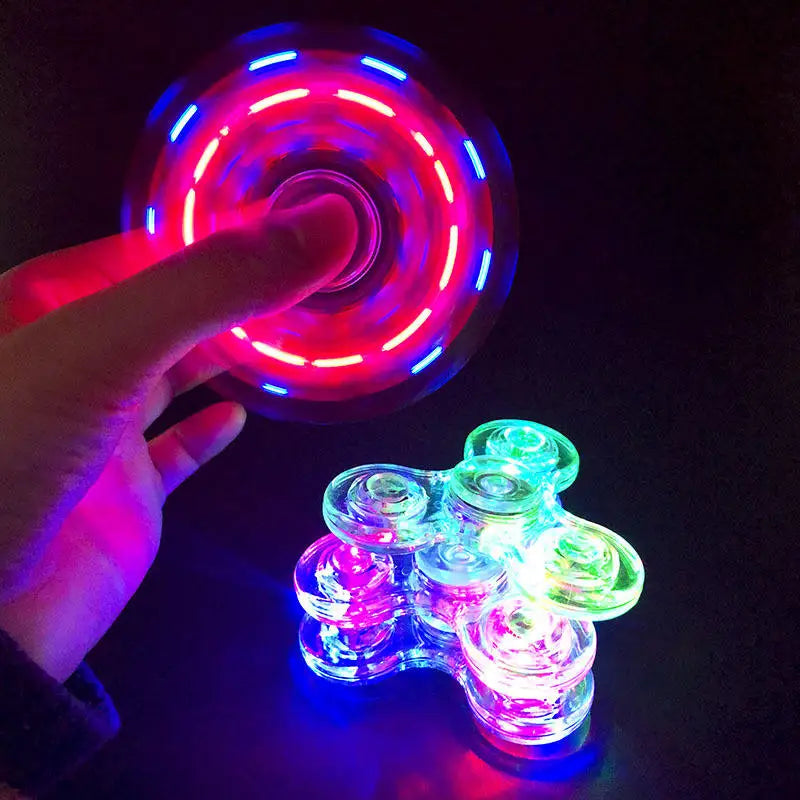 Transparent Luminous Gyro Fingertip Toy for Stress Relief and Sensory Stimulation