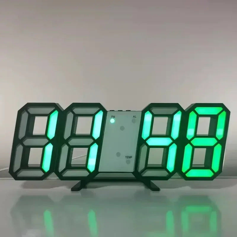 3D LED Digital Alarm Wall Clock with Time, Date, and Temperature Display for Home, Kitchen, Office, and Garden Decor