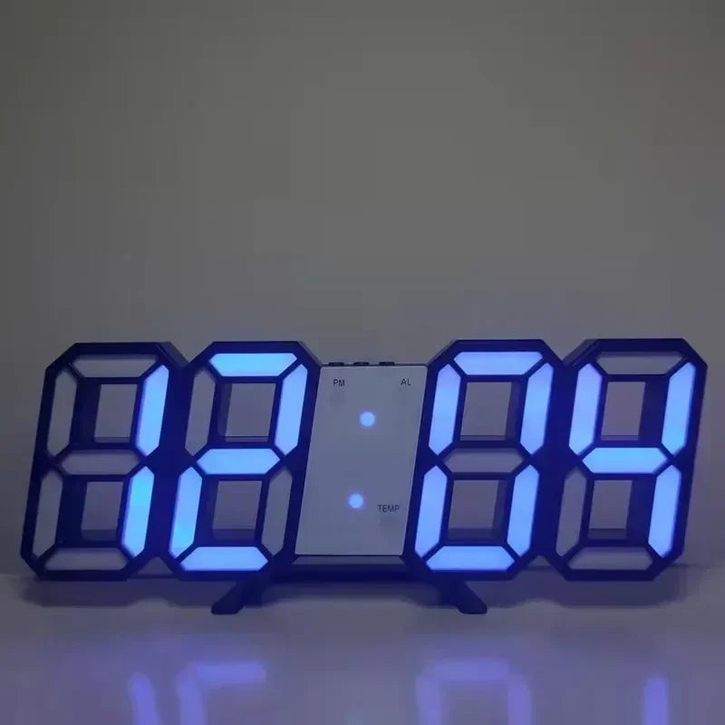 3D LED Digital Alarm Wall Clock with Time, Date, and Temperature Display for Home, Kitchen, Office, and Garden Decor