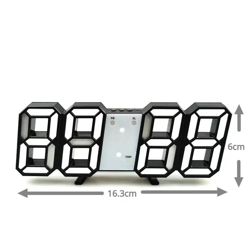 3D LED Digital Alarm Wall Clock with Time, Date, and Temperature Display for Home, Kitchen, Office, and Garden Decor