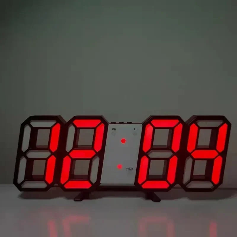 3D LED Digital Alarm Wall Clock with Time, Date, and Temperature Display for Home, Kitchen, Office, and Garden Decor