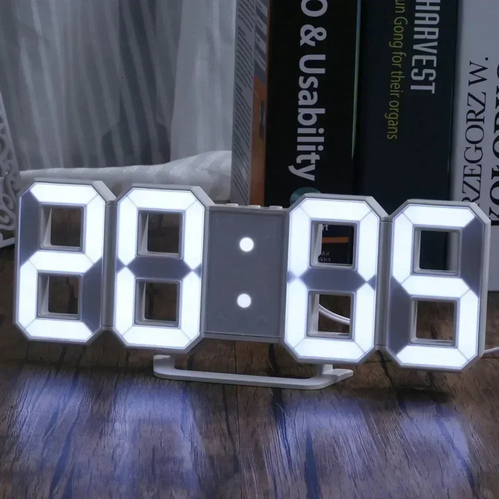 3D LED Digital Alarm Wall Clock with Time, Date, and Temperature Display for Home, Kitchen, Office, and Garden Decor